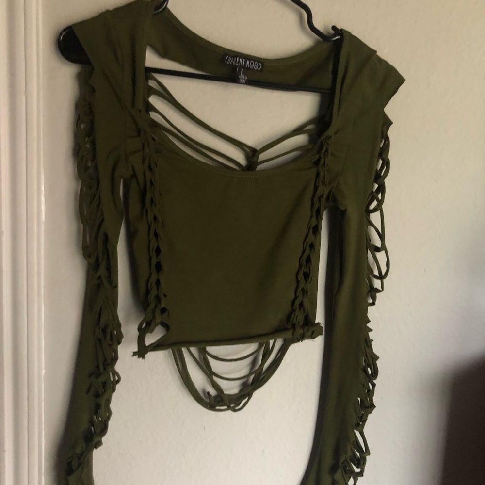 CURRENT MOOD strappy long sleeve crop top